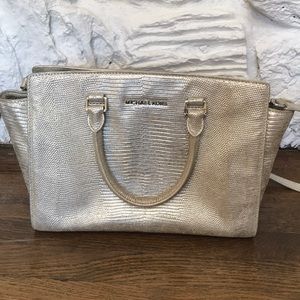 Michael Kors Silver Metallic Embossed Handbag